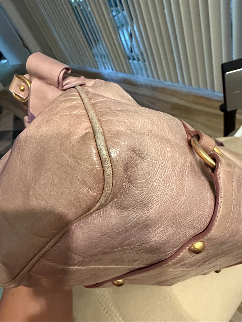 Miu Miu Blush Pink/Beige Leather Satchel with Gold Hardware - Picture 14 of 15